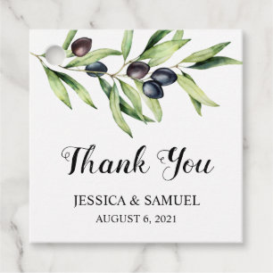 Étiquettes Cadeau Carte de remerciement de mariage à branche d'olivi