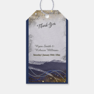 Étiquettes-cadeau Carte de remerciement de mariage pliée Or Argent