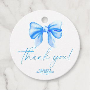 Étiquettes Cadeau Carte de remerciements Bleu Bow
