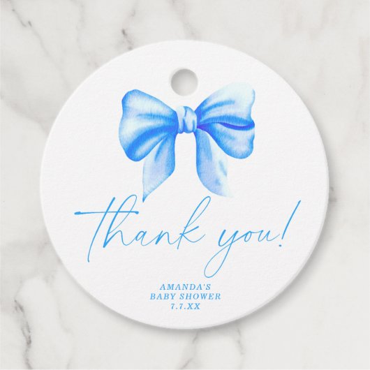 Étiquettes Cadeau Carte de remerciements Bleu Bow (Devant)