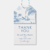 Étiquettes-cadeau Carte de remerciements Mariage Blue Coastal Toile (Devant)