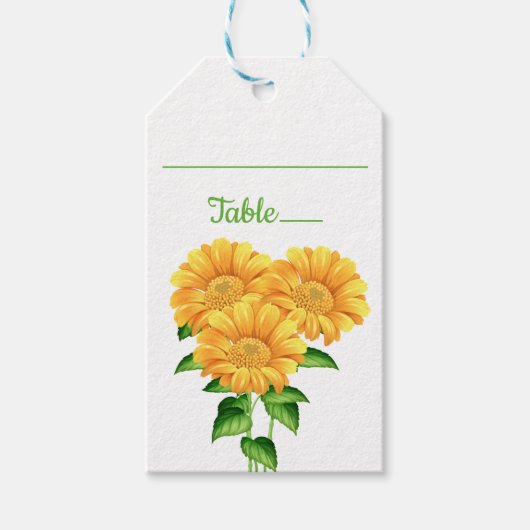 Étiquettes-cadeau Carte de table florale Tournesol Mariage vert (Devant)