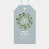 Étiquettes-cadeau Carte de vacances plate avec monogramme en script (Devant)
