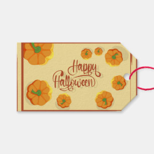 Étiquettes-cadeau Carte de voeux encadrée Happy Halloween typographi