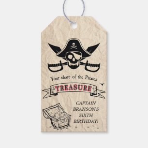Étiquettes-cadeau Carte des trésors de pirates vintages Merci Favor