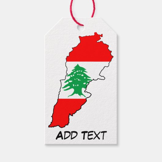 Étiquettes-cadeau Carte du Liban avec drapeau (Devant)
