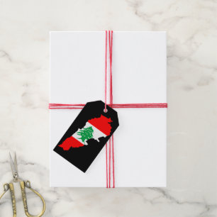 Étiquettes-cadeau Carte du Liban avec drapeau