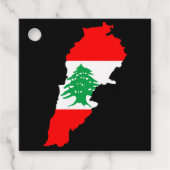 Étiquettes Cadeau Carte du Liban avec drapeau (Devant)