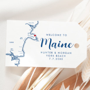 Étiquettes-cadeau Carte du Maine de York Moins moderne Mariage de la