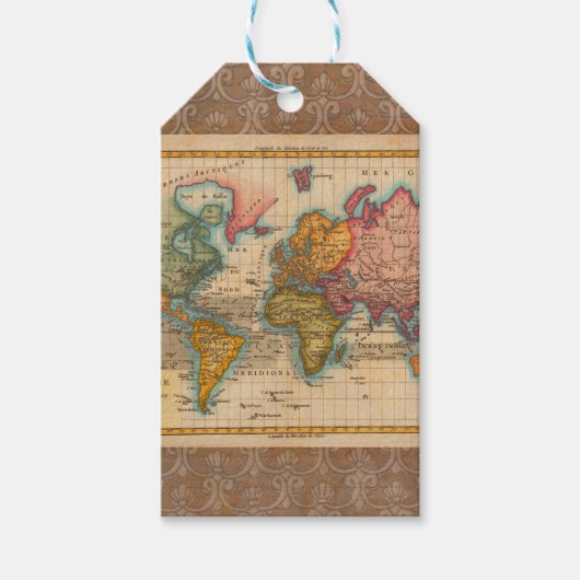 Étiquettes-cadeau Carte du monde 1700s Antique Continents (Devant)