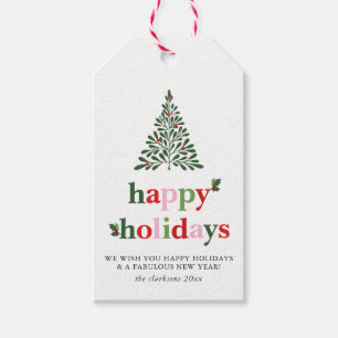 Étiquettes-cadeau Carte Holiday Holly Merry & Bright