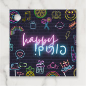 Étiquettes Cadeau Carte Neon Purim (Devant)