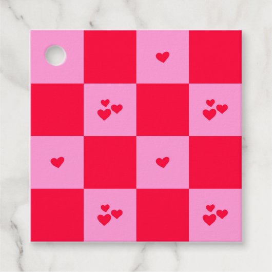 Étiquettes Cadeau Cartes Grille rose et rouge (Devant)