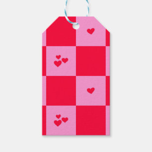Étiquettes-cadeau Cartes Grille rose et rouge
