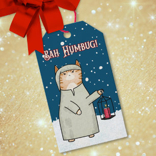 Étiquettes-cadeau Cartographie de Scrooge mignon Chat Noël Carol Hol