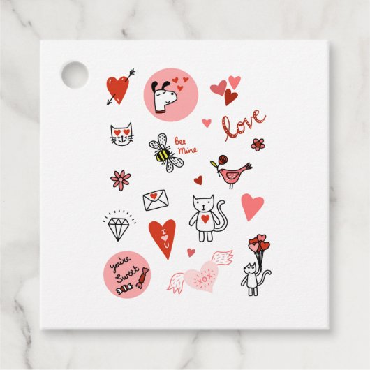 Étiquettes Cadeau Cartoon d'amour de la Saint Valentin (Devant)