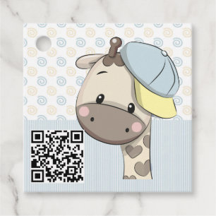 Étiquettes Cadeau Cartoon personnalisé Baby Boy Giraffe