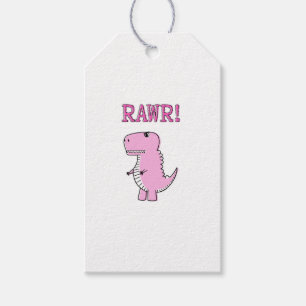 Étiquettes-cadeau Cartoon T-Rex Dinosaur Mignonne Et Rose En Colère