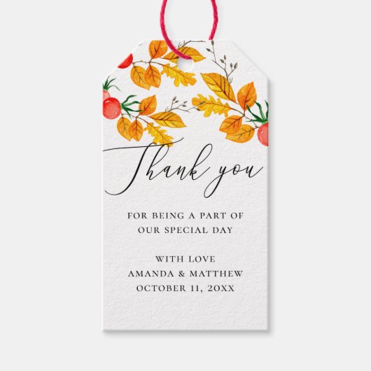 Étiquettes-cadeau Cascade chute bois feuillage mariage merci (Devant)