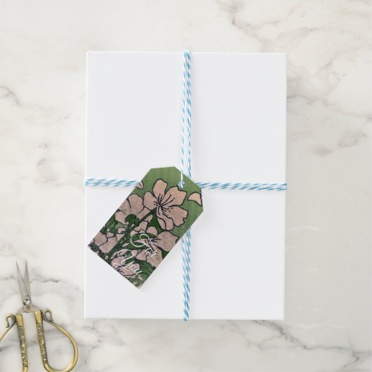 Étiquettes-cadeau Cascade de fleurs roses (Avec de laficelle)