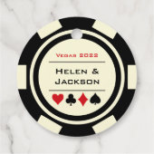 Étiquettes Cadeau Casino Black White Poker Chips Las Vegas Mariage (Dos)