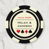 Étiquettes Cadeau Casino Black White Poker Chips Las Vegas Mariage (Devant)