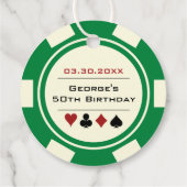 Étiquettes Cadeau Casino Poker Chip Green et crème blanche Anniversa (Dos)
