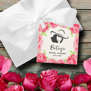 Étiquettes Cadeau Casquette de Lady's Roses de l'aquarelle Derby Fêt