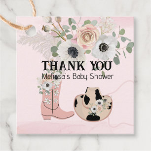 Étiquettes Cadeau Casquette moderne Western Cowgirl Boots roses Pers