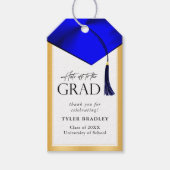 Étiquettes-cadeau Casquettes Partir À Grad Blue & Gold Mens Graduati (Devant)