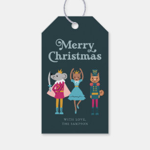 Étiquettes-cadeau Casse-noisette verte Joyeux Noël animal