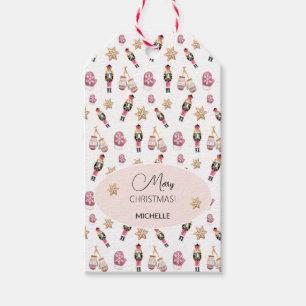 Étiquettes-cadeau Casse-noix rose Sugar Land Aquarelle personnalisée