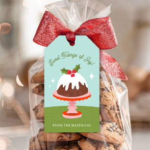 Étiquettes-cadeau Câteau de Noël à pudding de prune coloré du milieu