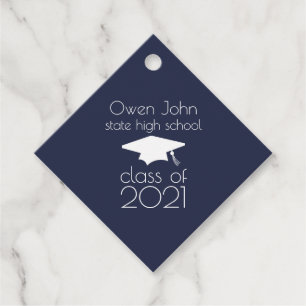 Étiquettes Cadeau Catégorie De 2021 Plafond De Diplôme (Bleu De Minu