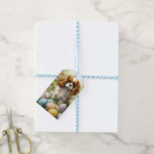 Étiquettes-cadeau Cavalier King Charles Spaniel avec Oeufs de Pâques