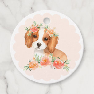 Étiquettes Cadeau Cavalier King Charles Spaniel Peach Chien Merci