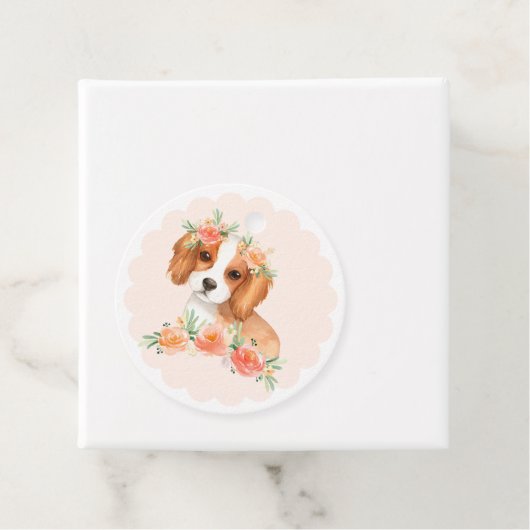 Étiquettes Cadeau Cavalier King Charles Spaniel Peach Chien Merci (En situation)