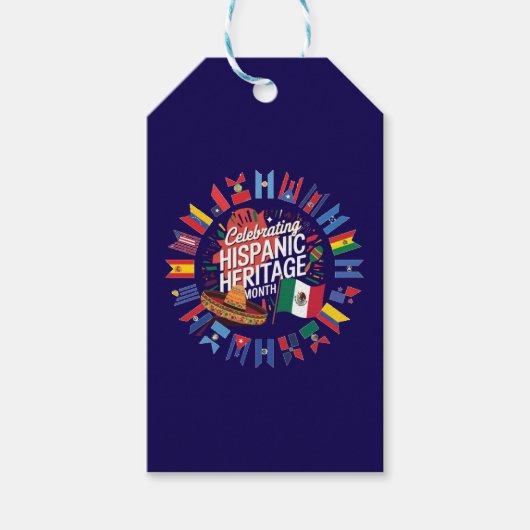 Étiquettes-cadeau Celebrating Flags Hispanic Heritage Month (Devant)