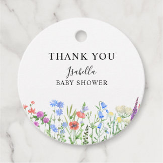 Étiquettes Cadeau Célébration de Baby Shower Fleur Sauvage Multicolo