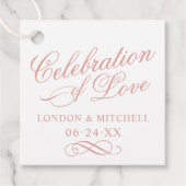 Étiquettes Cadeau Célébration de l'amour Rose or Mariage Monogramme (Devant)