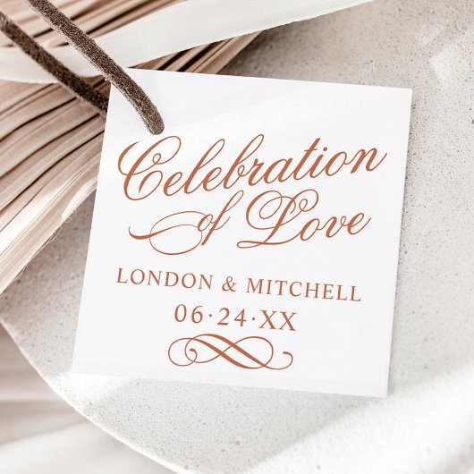 Étiquettes Cadeau Célébration de Love Terracotta Mariage Monogramme