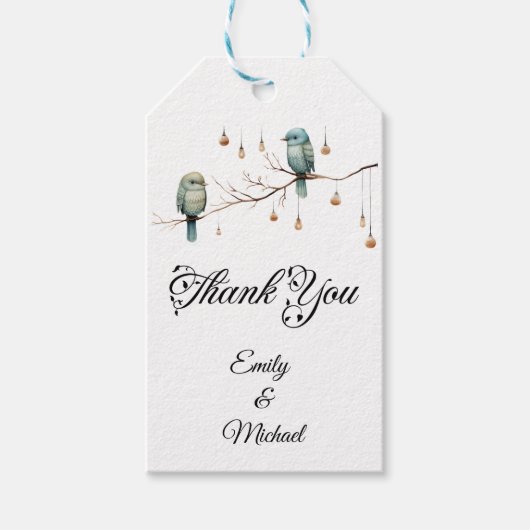 Étiquettes-cadeau Célébration des Inséparables rustiques du bois (Devant)