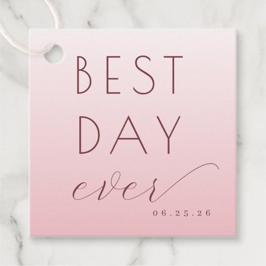 Étiquettes Cadeau Célébration Typographique Rose Optimiste (Devant)