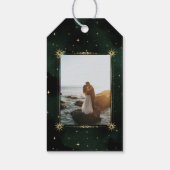 Étiquettes-cadeau Celestial Gold Moon Enregistrer La Date Photo Cade (Dos)