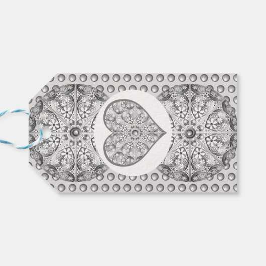 Étiquettes-cadeau Céramique gris dentelle (Dos Horizontal)