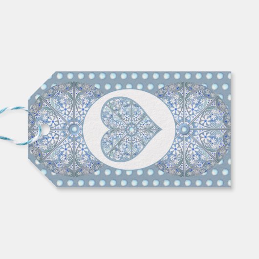 Étiquettes-cadeau Céramique Lace Bleu clair (Dos Horizontal)