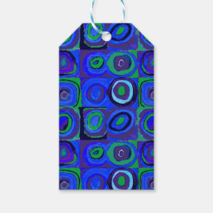 Étiquettes-cadeau Cercle Carré Kandinsky Farbstudie Blue Quadrate