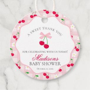 Étiquettes Cadeau Cercle de Baby shower cerise de coquette rose sucr