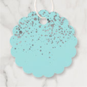 Étiquettes Cadeau Cercle Gracias Bébé bleu Argent Confetti Cadeau (Dos)