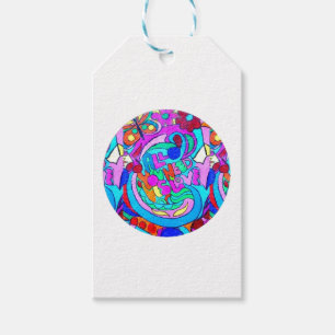 Étiquettes-cadeau cercle super hippie d'amour